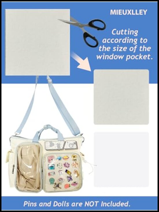 Clear Window Ita Backpack with Insert - 4-in-1 Convertible Anime Pin Display Bag